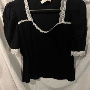 Chic Black Top with Lace Accents